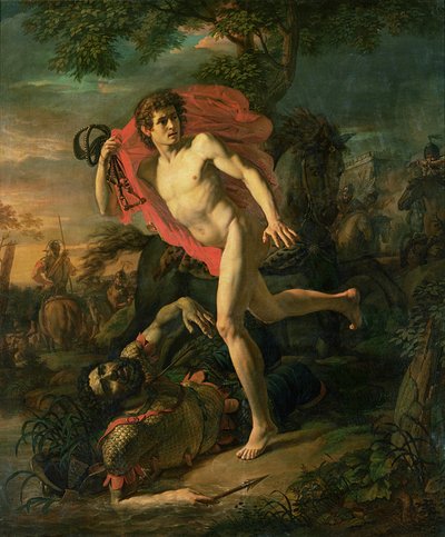 Heldentat der Kiewer Jugend während der Belagerung von Kiew durch die Petschenegen im Jahr 968, ca. 1810 von Andrei Ivanov